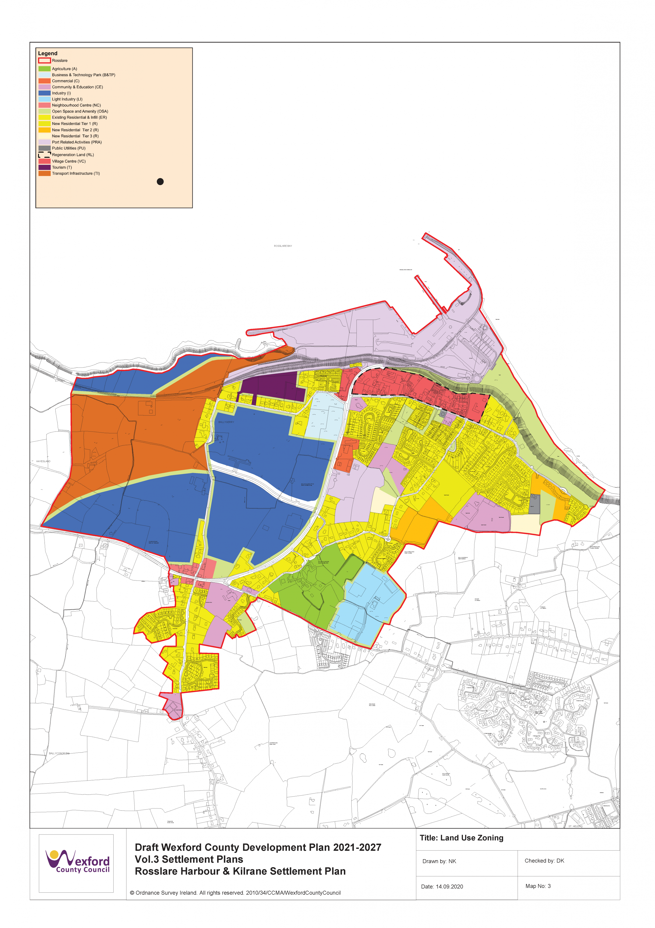 Map 3 Rosslare Harbour & Kilrane Landuse Zoning